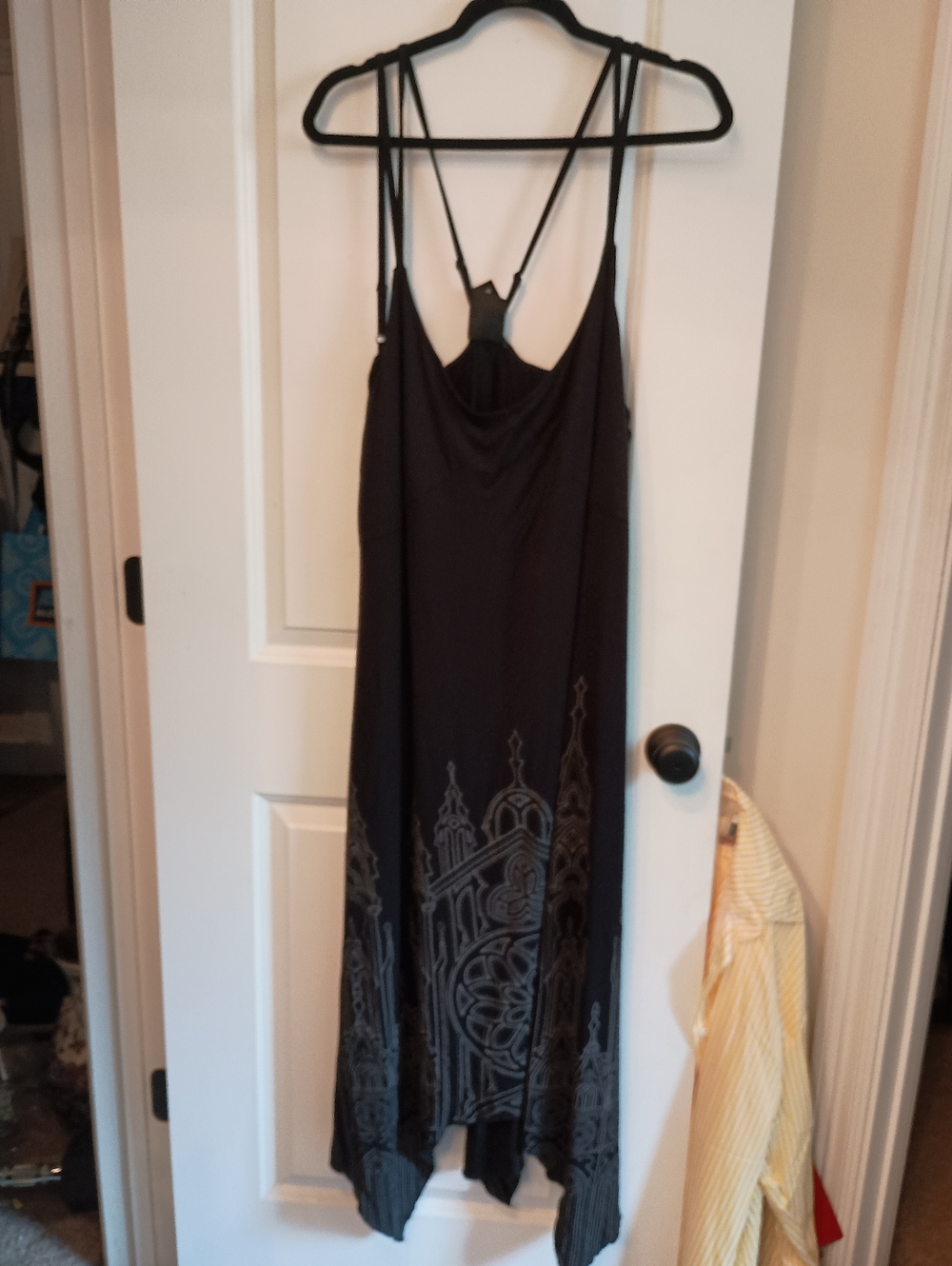 Killstar Unholy Oath Black Asymmetrical Handkerchief-Hem Strappy Dress